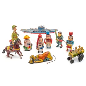 Collection of Tin Litho Toys Incl G.I. Joe K-9 Pups