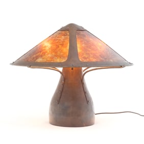 Audel Davis Arts and Crafts Style Copper Table Lamp