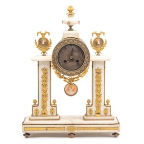 Empire Marble and Bronze Mantel Clock