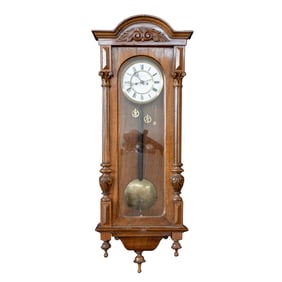 Austrian W. Schonberger and Co. Walnut Regulator Clock