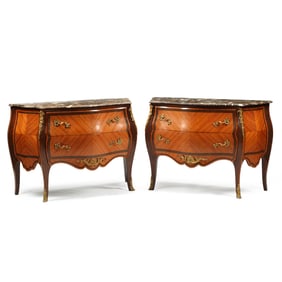 Pair of Louis XV Style Bombe Commodes
