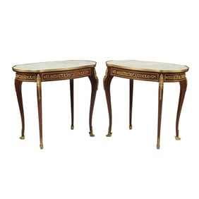 Pair of Louis XV Style Marble Top Tables