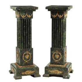 Pair of Louis XVI Style Dore Bronze Mounted Pedestals.
