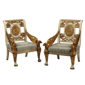 Pair of Italian Neoclassical Style Painted Armchairs
