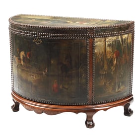 Painted Leather Demilune Chest