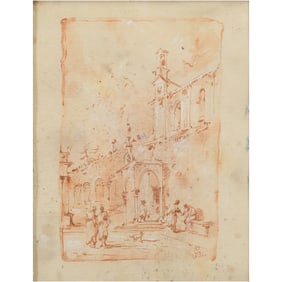 Follower of Francesco Guardi, Architecture Study, ink