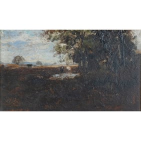 William Keith, Landscape, oil on board