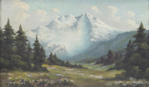 Richard DeTreville, Mt. Rainier, oil on canvas board