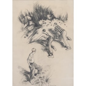 Arthur G. Dove, Men on a Hillside, charcoal on paper