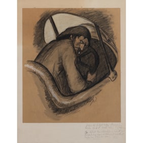 Arthur G. Dove, Man in Pilot Seat, charcoal on paper