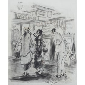 Arthur G. Dove, Restaurant Scene, charcoal on paper