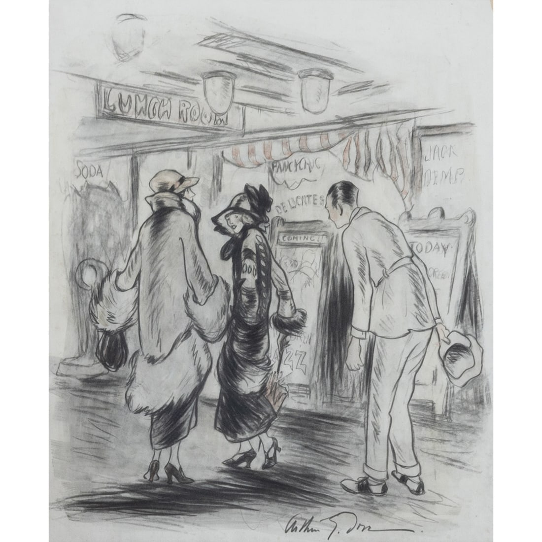 Arthur G. Dove, Restaurant Scene, charcoal on paper (1 of 4)