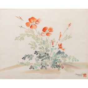 Chiura Obata, Nasturtium, watercolor on paper