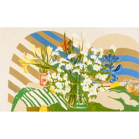 Viola Frey, Floral Still Life, acrylic on canvas