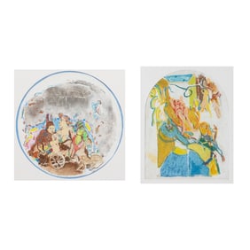 Viola Frey, double sided mixed media on paper