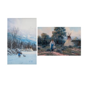 Dustin Lyon, Native Americans, two gouaches