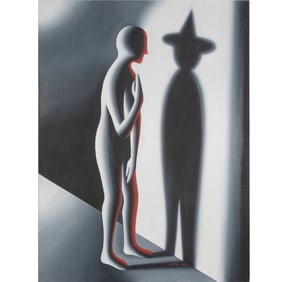 Mark Kostabi, I Talk to the Devil Also, oil on canvas
