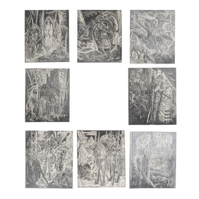 Stefan Mrozewski, Amsterdam, 1934, eight woodcut prints