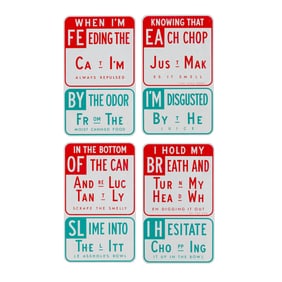 Bob Zoell, Four Street Signs from the Cat Food Series