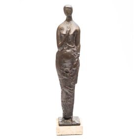 Modernist Bronze Statue of a Standing Female