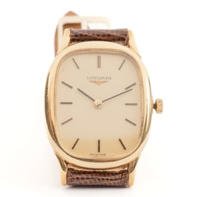 Longines 18k Gold, Leather Wristwatch - Ref. No. 44504