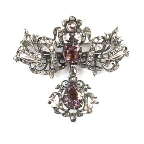 Antique Paste, Diamond, Silver Pendant Brooch.