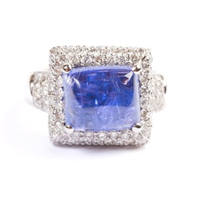 Tanzanite, Diamond, 18k White Gold Ring.