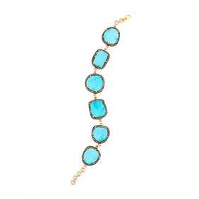Turquoise, Diamond, Oxidized Vermeil Bracelet.