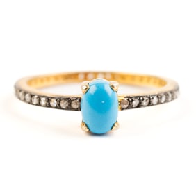 Turquoise, Diamond, Vermeil Ring.