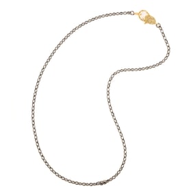 Diamond, Vermeil, Oxidized Silver Necklace.