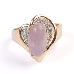 Lavender Jade, Diamond, 14k Yellow Gold Ring.