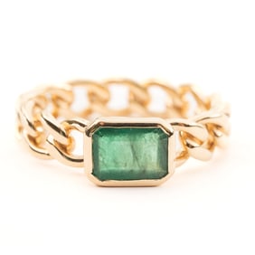Emerald, 14k Yellow Gold Ring.