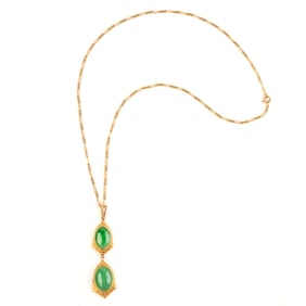Jadeite Jade, 14k, 10k Yellow Gold Necklace.