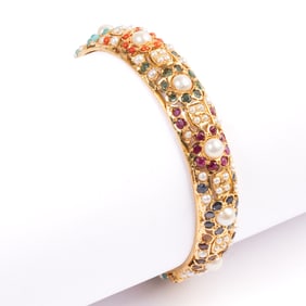 Multi-Stone, 20k Yellow Gold Bracelet.