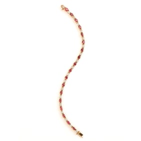 Ruby, Diamond, 14k Yellow Gold Bracelet.