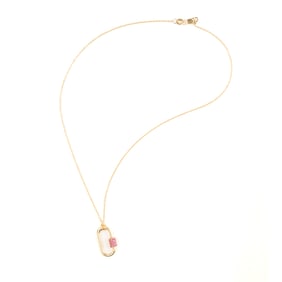 Ruby, 14k Yellow Gold Carabiner Necklace.