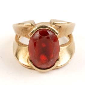 Fire Opal, 14k Yellow Gold Ring.