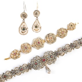 Antique Seed Pearl, Multi-Stone, Gold, Silver Suite.