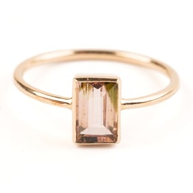 Pink Tourmaline, 14k Yellow Gold Ring.