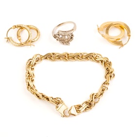 Collection of Diamond, 14k Gold Jewelry Items.