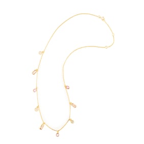 Pink Sapphire, Tourmaline, Diamond, 18k Gold Necklace.