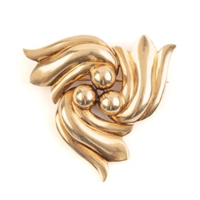 14k Yellow Gold Floral Brooch.