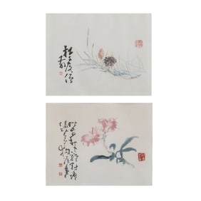 In the Style of Wang Xuetao: Pair of Chinese Framed Paintings