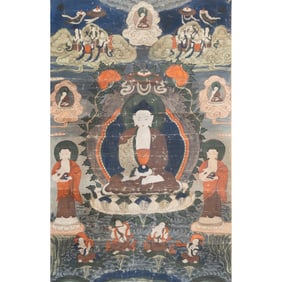 Large Tibetan Painted Thangka of Amitabha Buddha