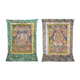 Two Tibetan Painted Thangka