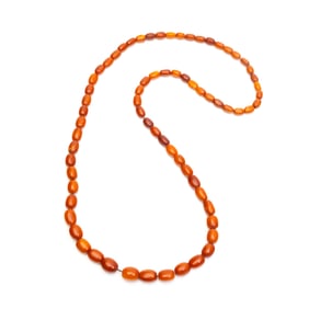 A Long Chinese Amber Necklace