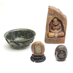 Group of Chinese Carved Soapstone and Hardstone Items