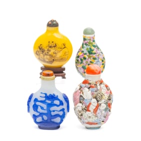 Group of Four Chinese Assorted Snuff Bottles