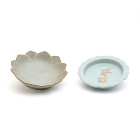 Two Chinese Guan Type Bowl and Dish