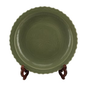 Large Chinese Celadon Porcelain Charger